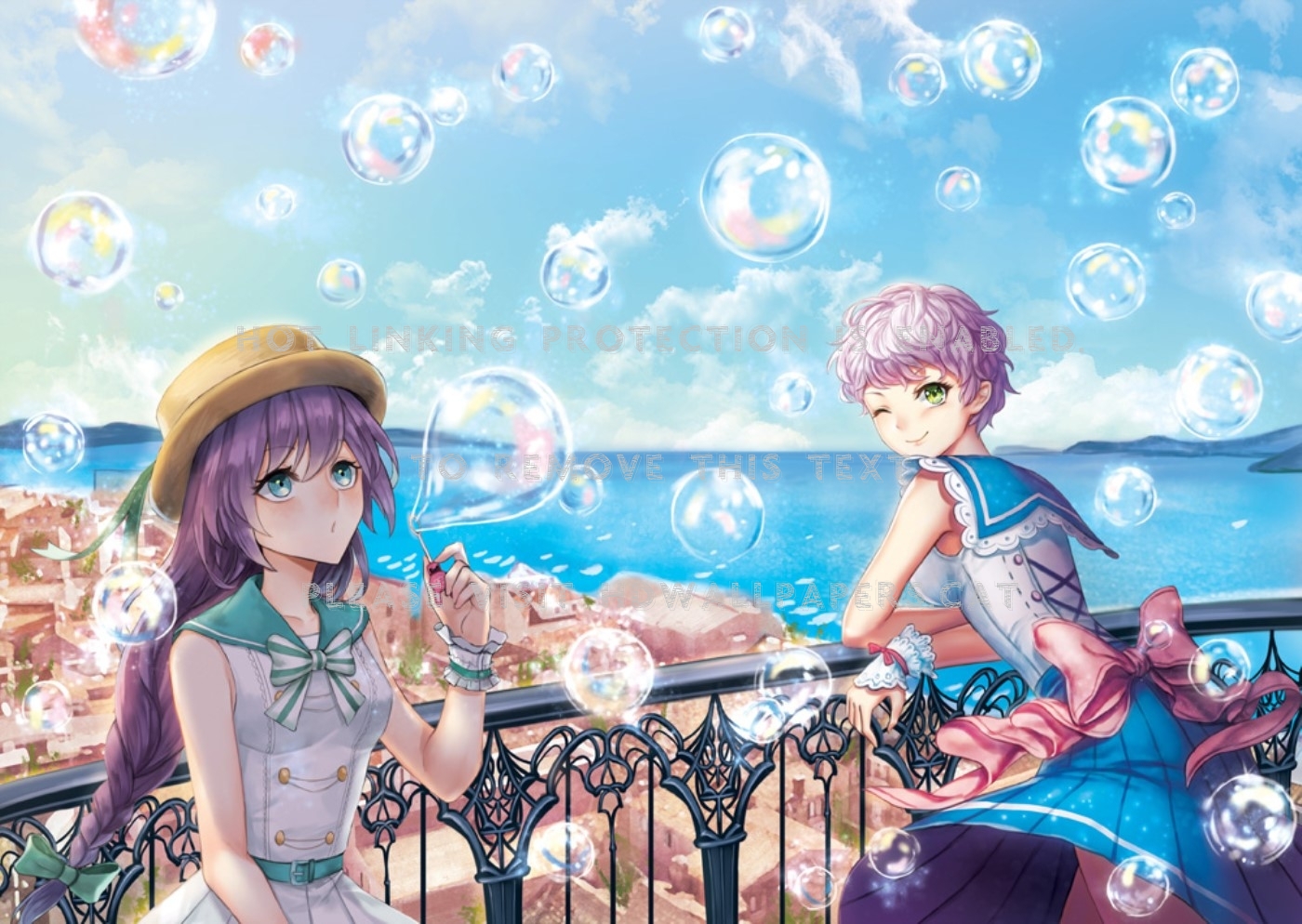 Bubbles Sky Summer Anime Sweet Cute Dress - Cute Anime Bubble Girl - HD Wallpaper 