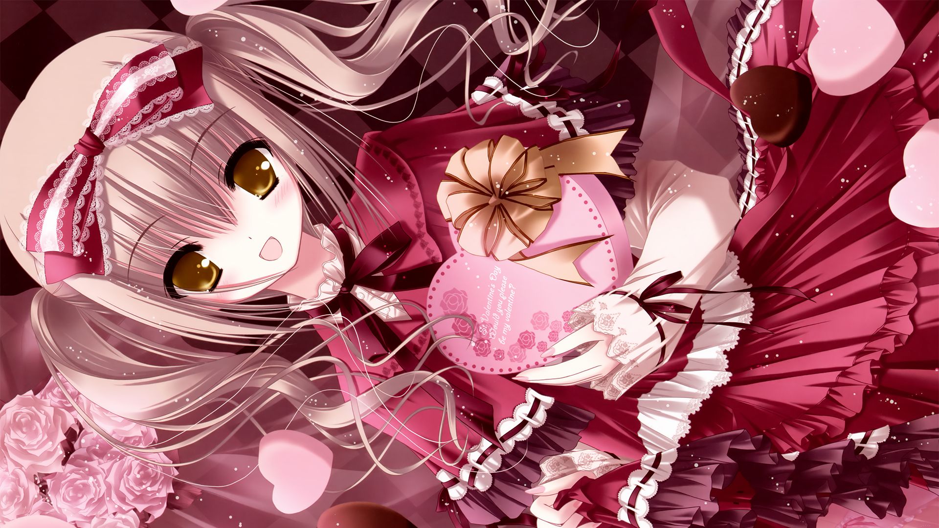 Anime Girl Valentines Day Hd Wallpaper - Anime Girls With Valentine Chocolate - HD Wallpaper 