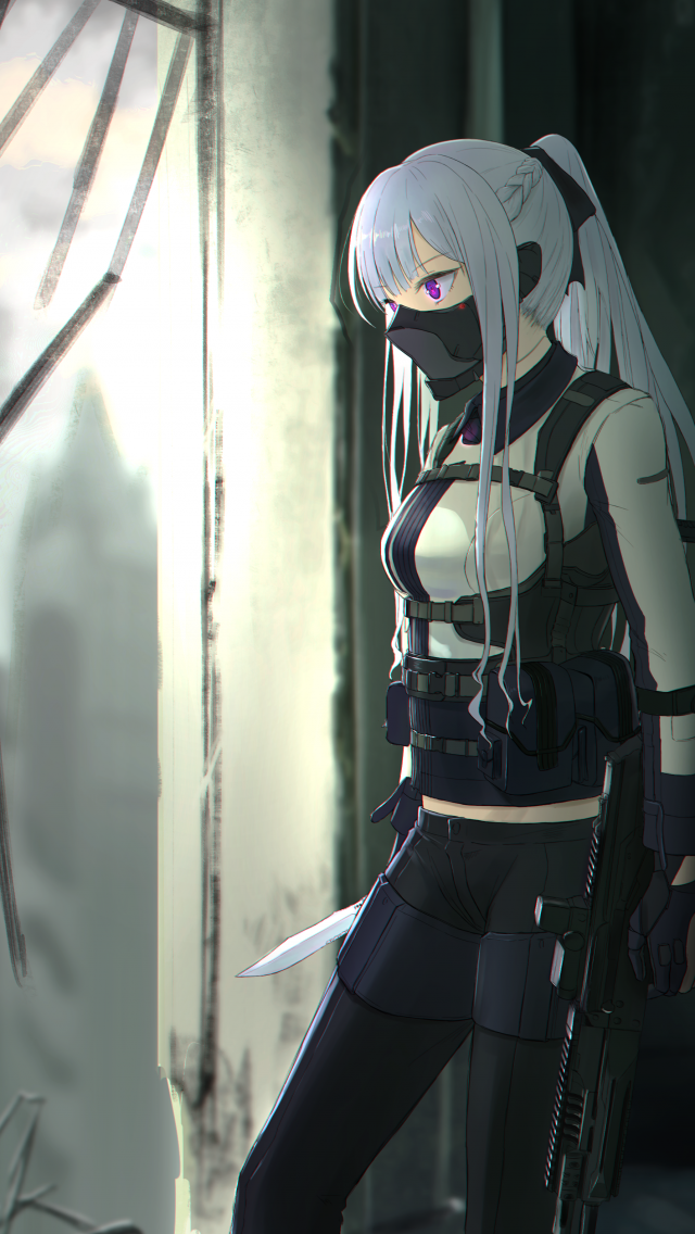 Ak-12, Girls Frontline, Mask, White Hair, Assassin - Girls Frontline Ak 12 - HD Wallpaper 