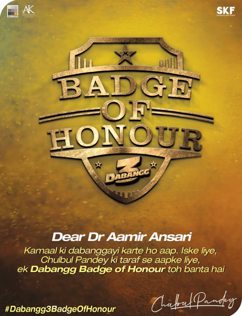 Dabangg 3 Badge Of Honour - HD Wallpaper 