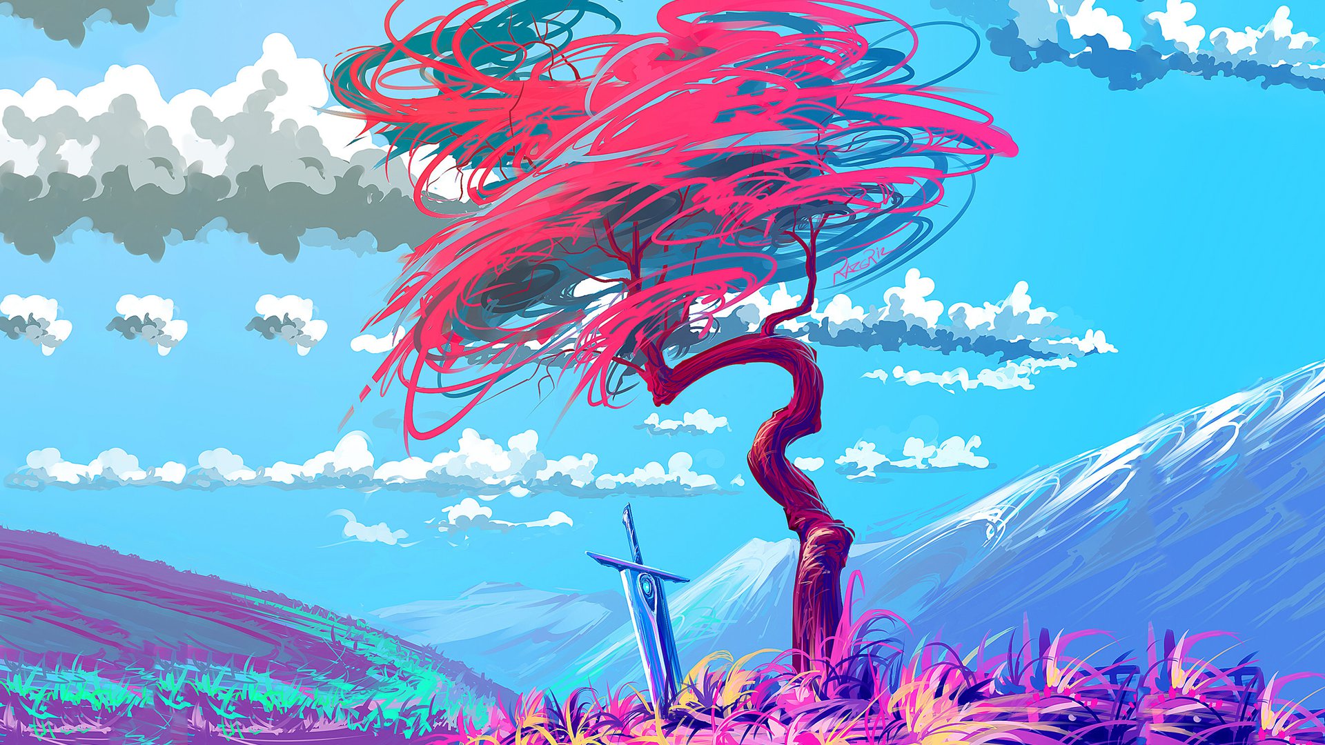 Sword Flower Fantasy Art - HD Wallpaper 