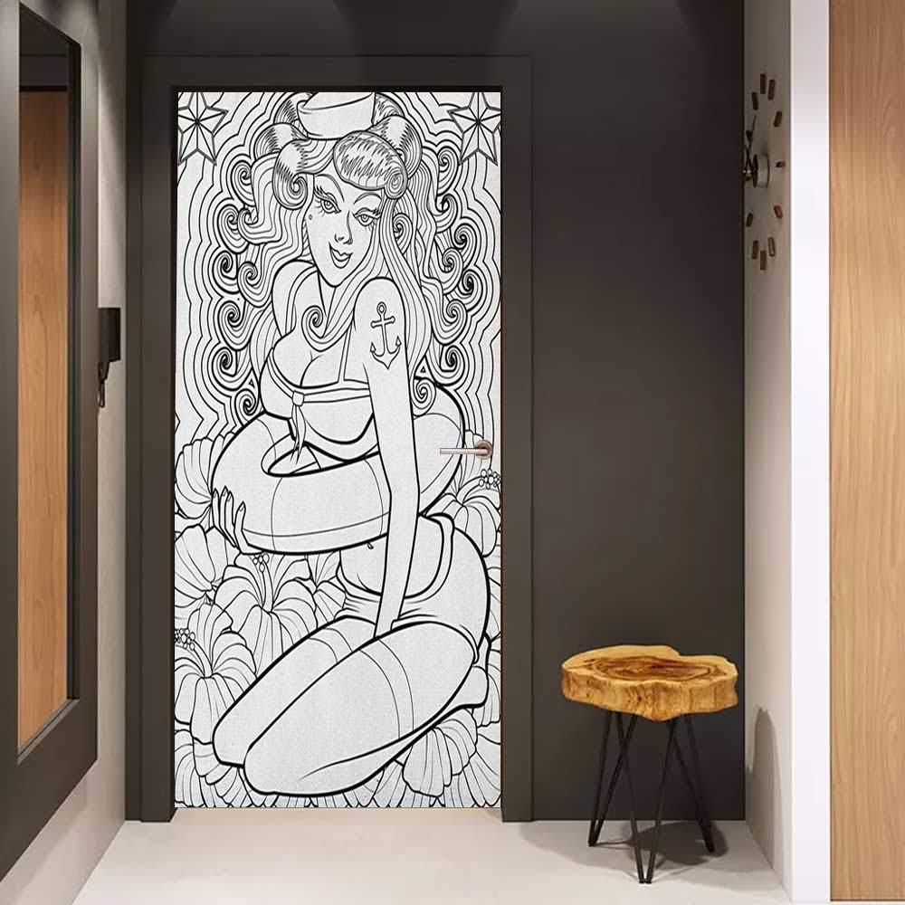 Onefzc Door Wall Sticker Nautical Tattoo Coloring Book - Interior Design - HD Wallpaper 