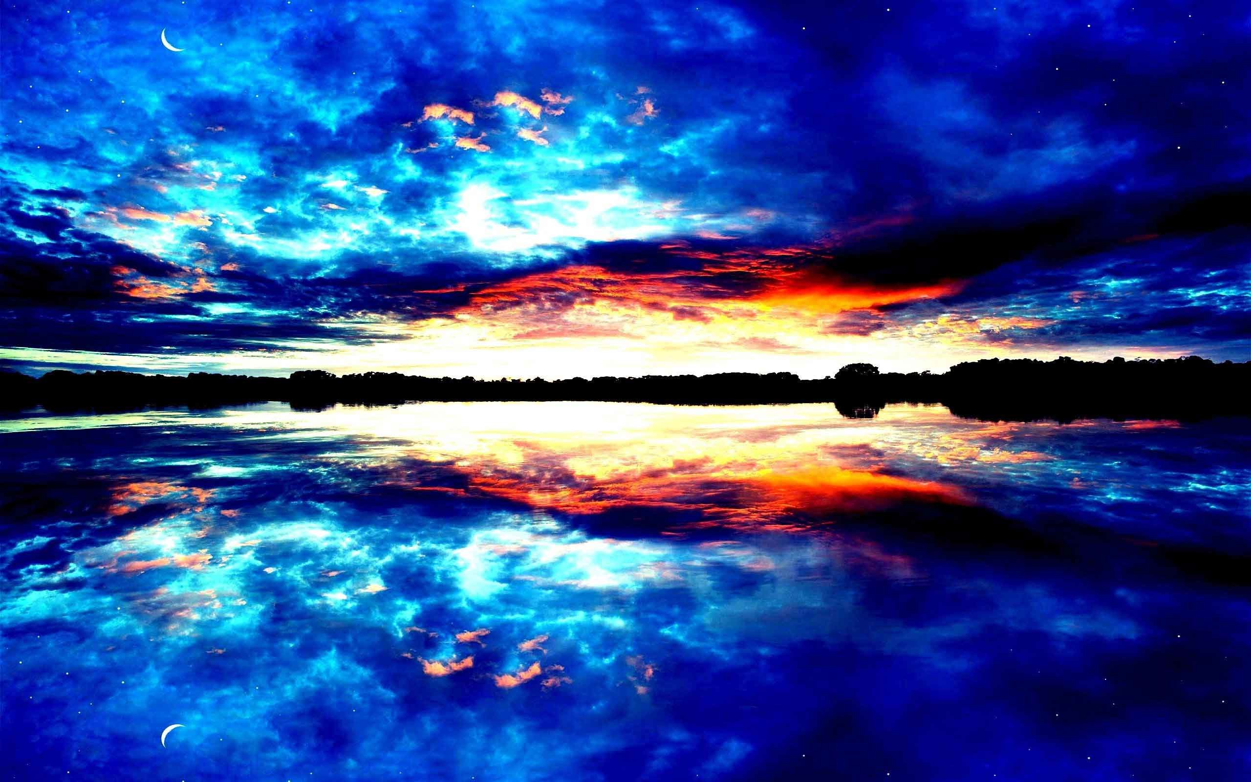 Lakes Nature Water Reflection Landscape Lake Wallpaper - Painting Landscape - HD Wallpaper 