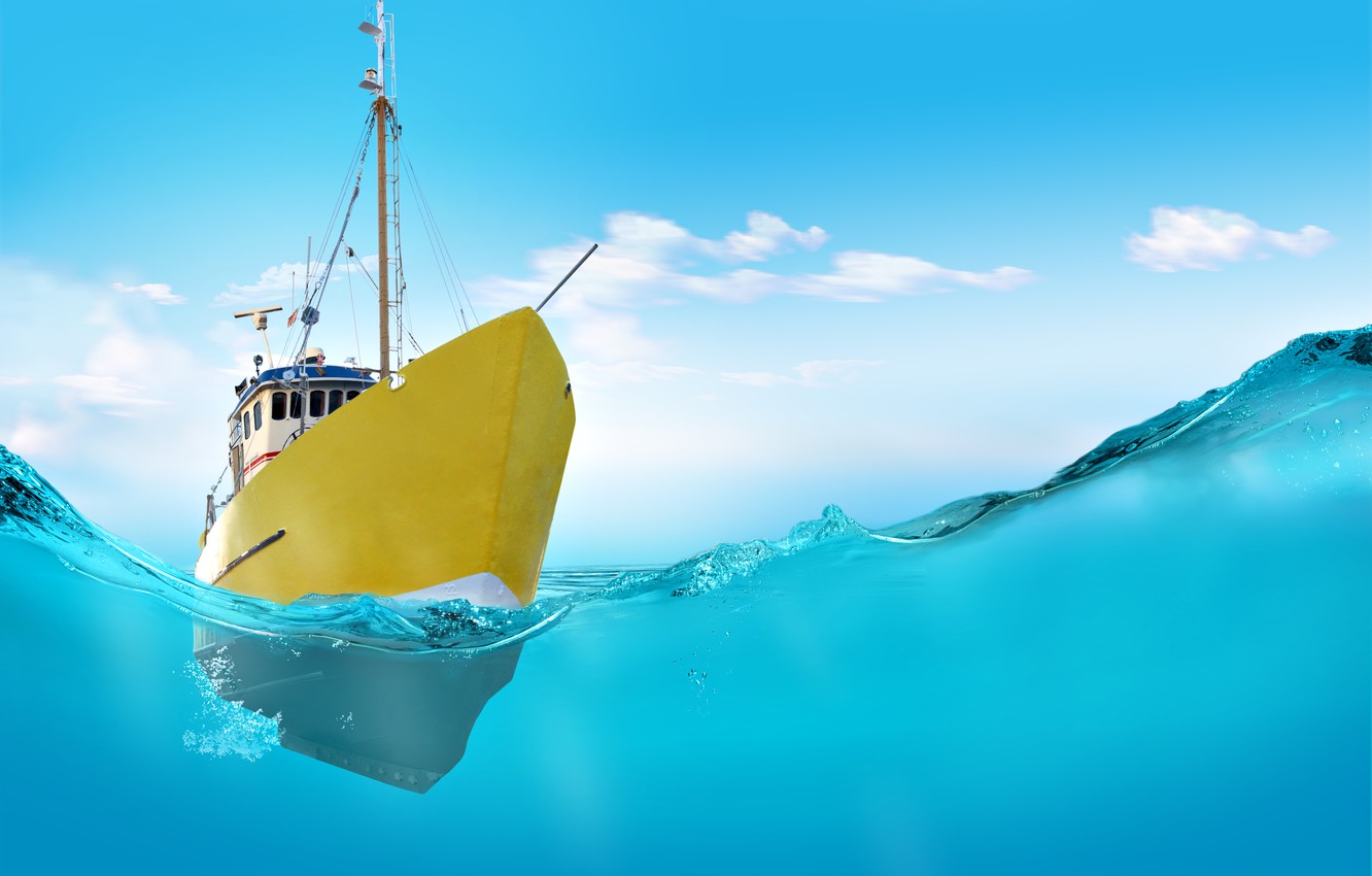 Photo Wallpaper Water, Ship, The Ship, Canadian Coast - Корабль В Бушующем Море - HD Wallpaper 