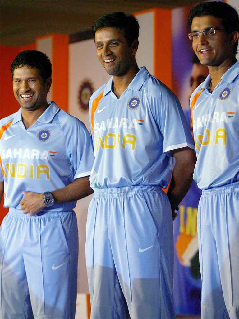 Sachin Tendulkar, Rahul Dravid And Sourav Ganguly In - Indian Cricket Team New Dress - HD Wallpaper 