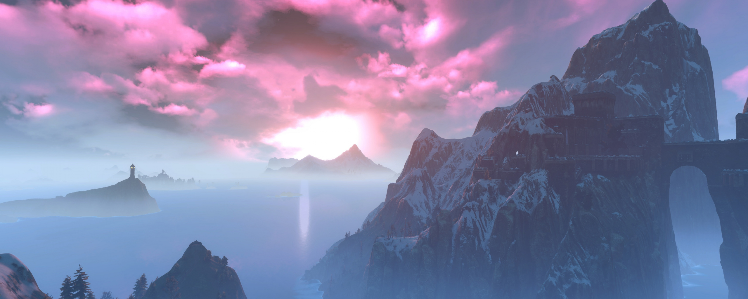 Mountains, The Witcher - 21 9 Witcher Wallpapers Hd - HD Wallpaper 