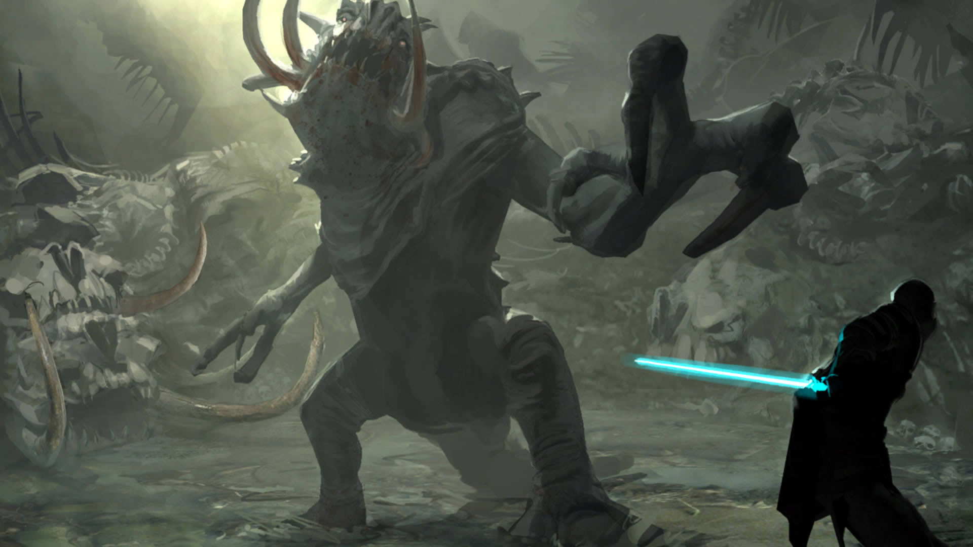 Wallpaper - Rancor Concept Art Force Unleashed - HD Wallpaper 