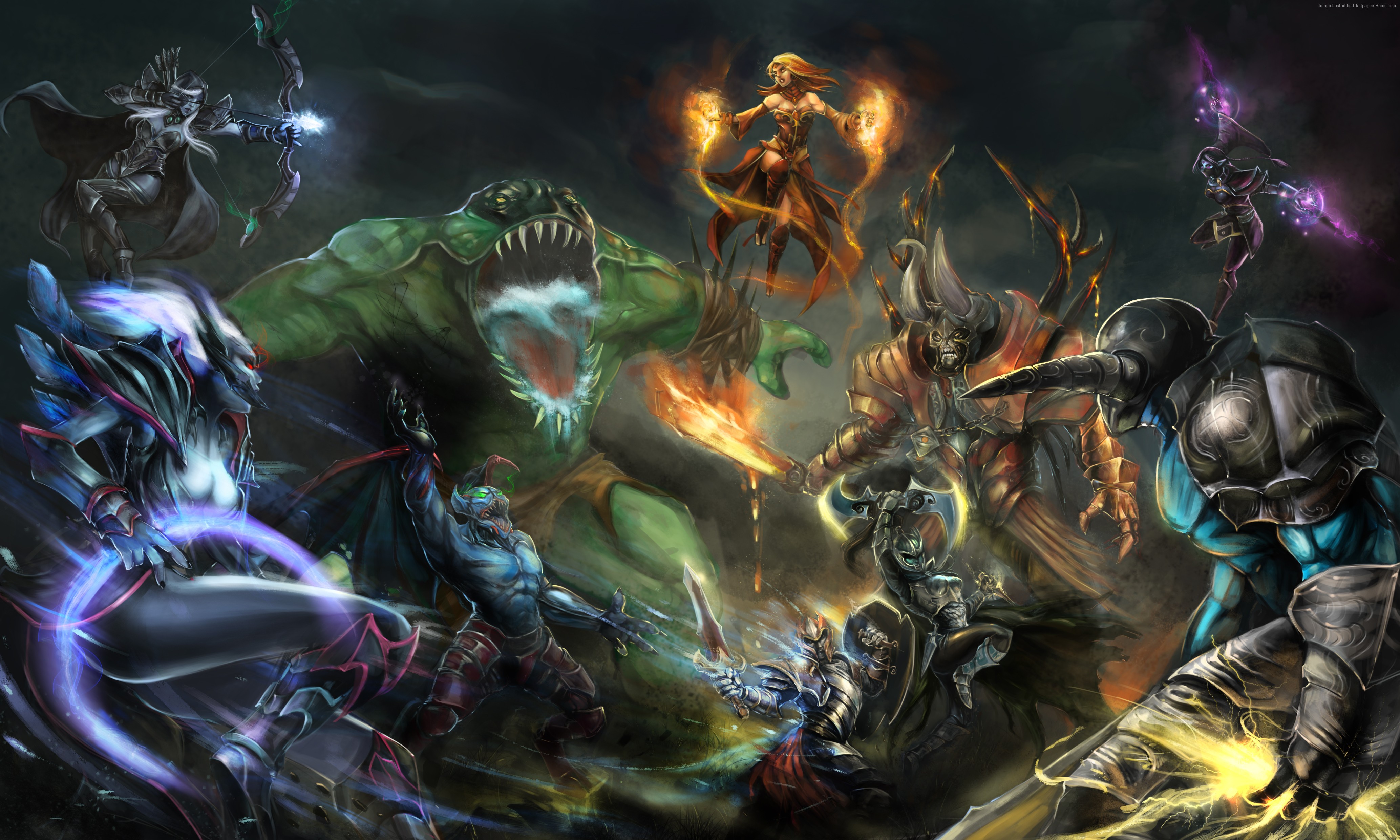Dota 2 Heroes Fight - HD Wallpaper 