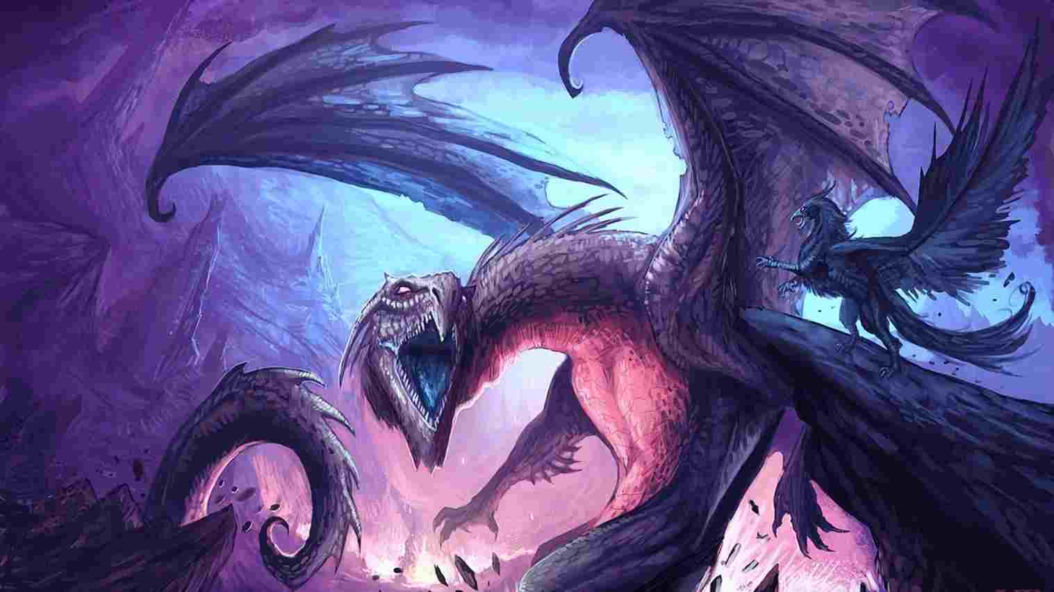 Purple Dragon Wallpaper - Fantasy Dragon Backgrounds - HD Wallpaper 
