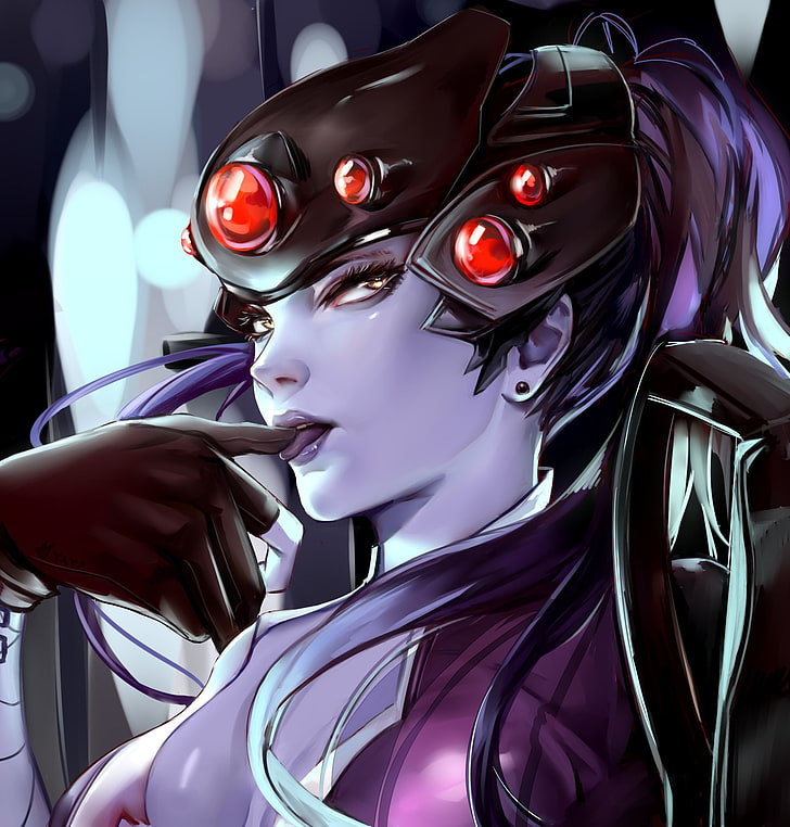 Anime, Anime Girls, Widowmaker , Long Hair, Close-up, - Anime Widowmaker - HD Wallpaper 