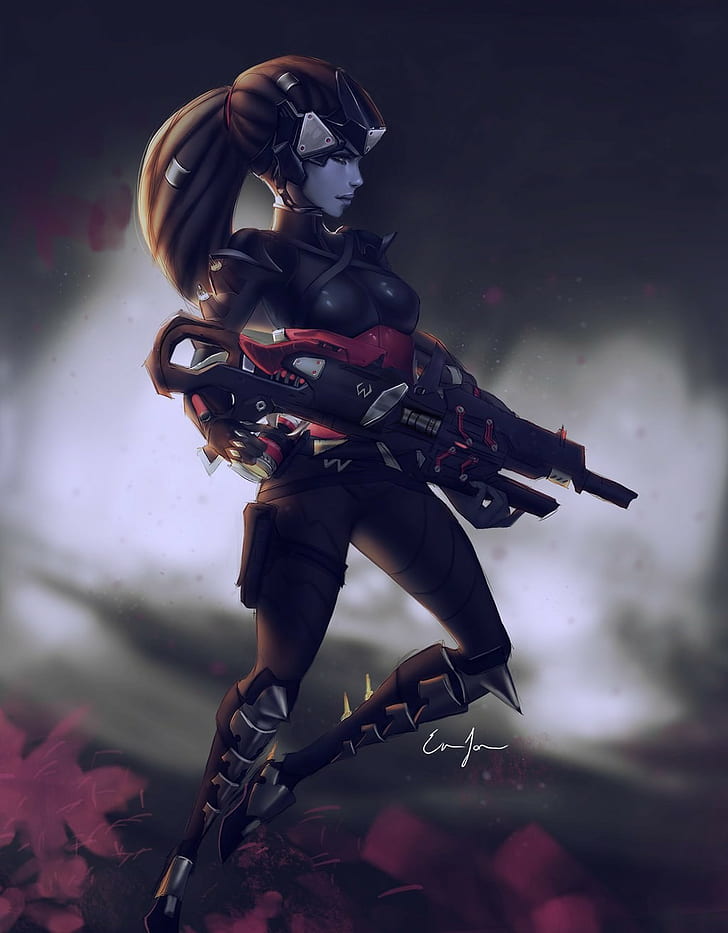Black Widow , Digital Art, Widowmaker , Hd Wallpaper - Overwatch Black Widow Art - HD Wallpaper 