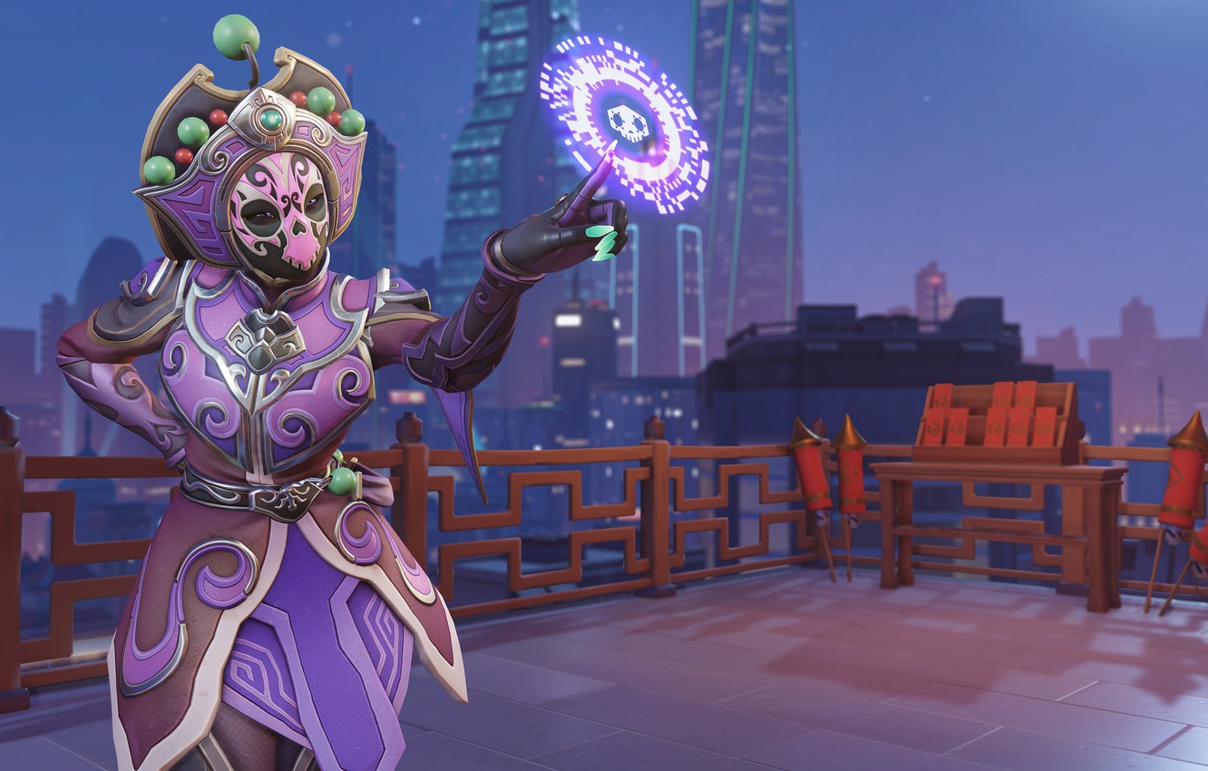 Photo Wallpaper Mask, Costume, Overwatch, Sombra - Overwatch Lunar New Year 2020 - HD Wallpaper 