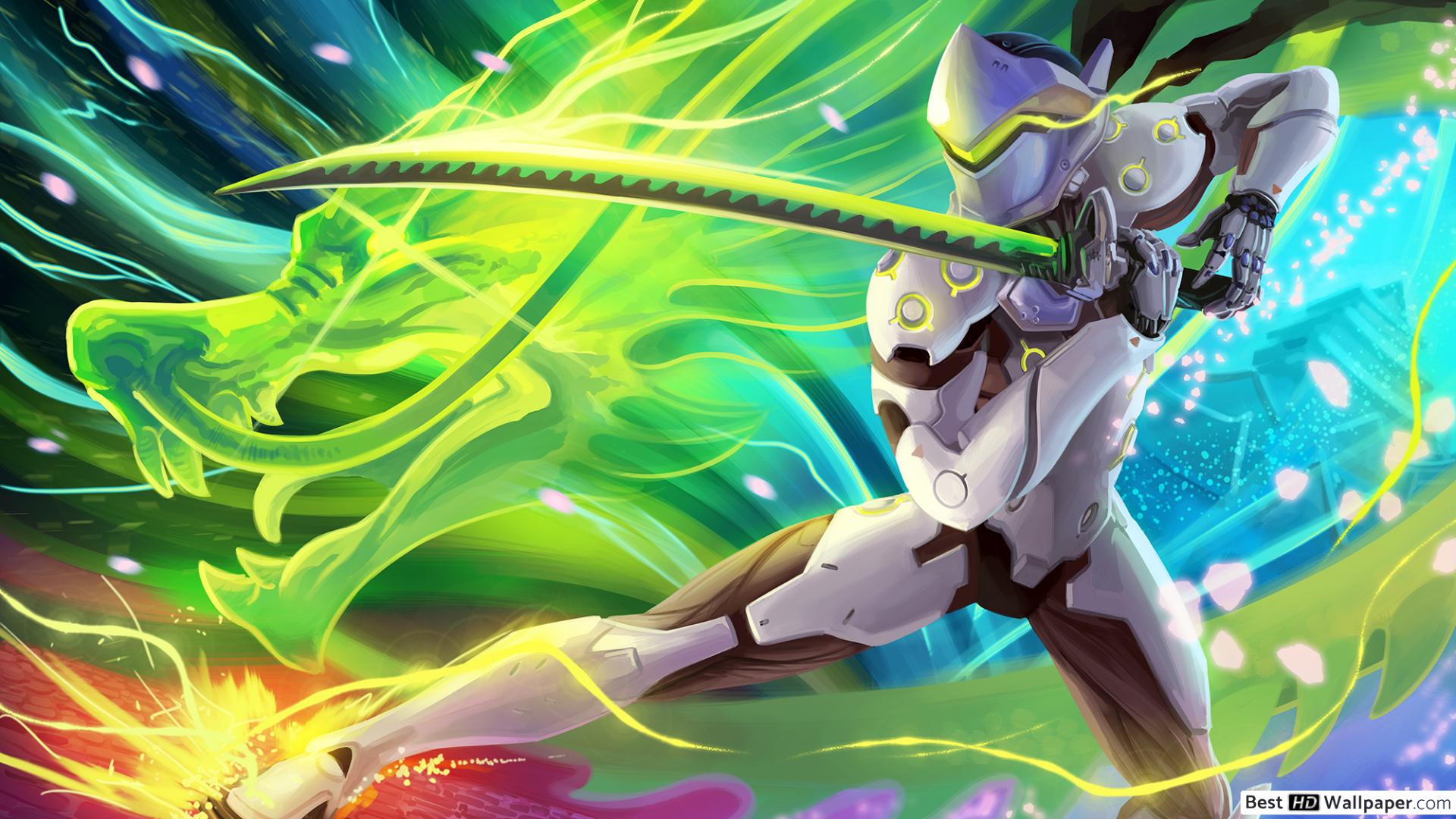 Overwatch Artwork Genji Art - HD Wallpaper 