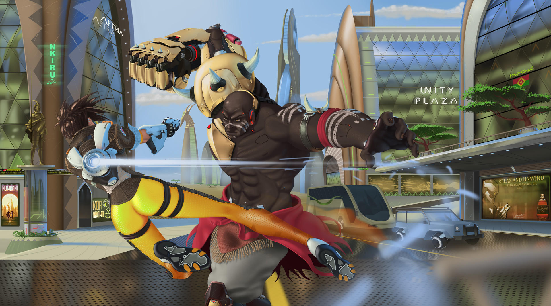 Overwatch Tracer Vs Doomfist - HD Wallpaper 