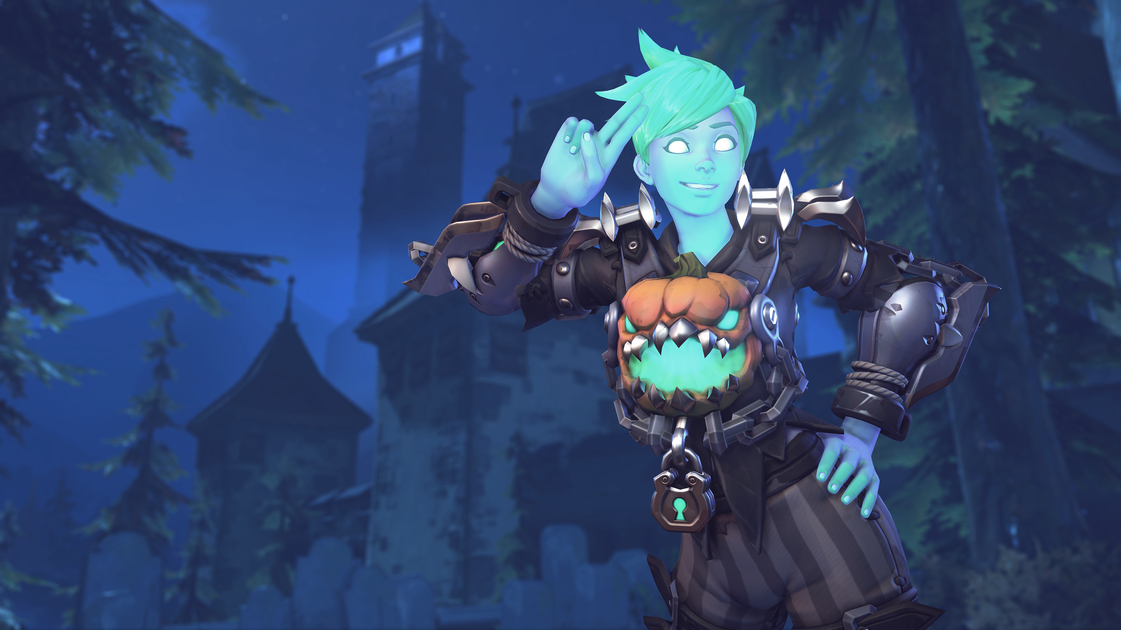 Video Game Overwatch Tracer Hd Wallpaper Background - New Halloween Skins Overwatch - HD Wallpaper 