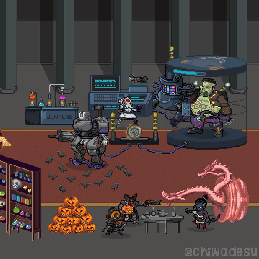 Overwatch Halloween Pixel Art - HD Wallpaper 
