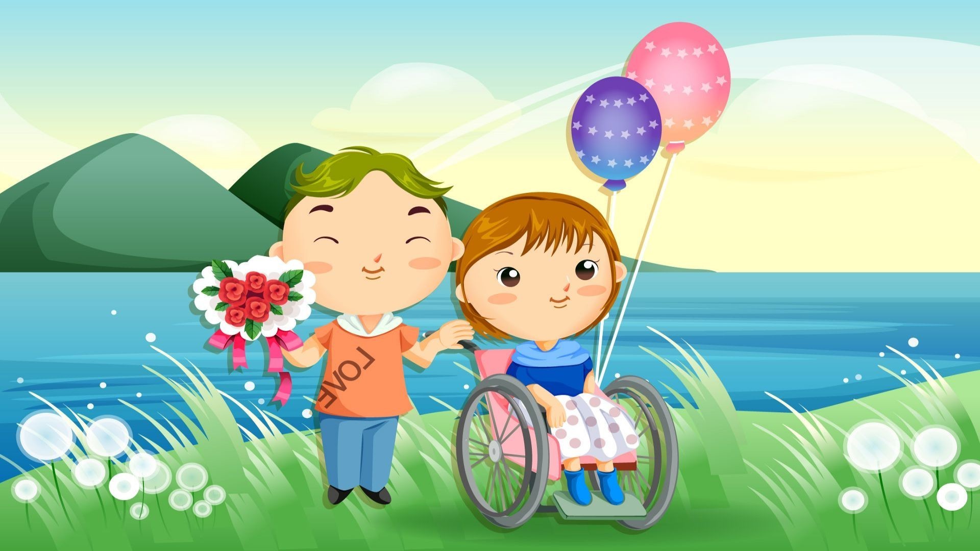 1920x1080, Cute Cartoon Couple Wallpaper - Full Hd Cute Cartoon - HD Wallpaper 