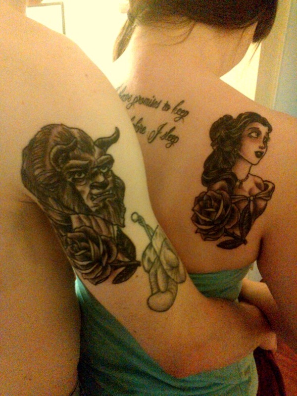 Couple Tattoo Designs - Beauty And The Beast Matching Tattoo - 600x800  Wallpaper 