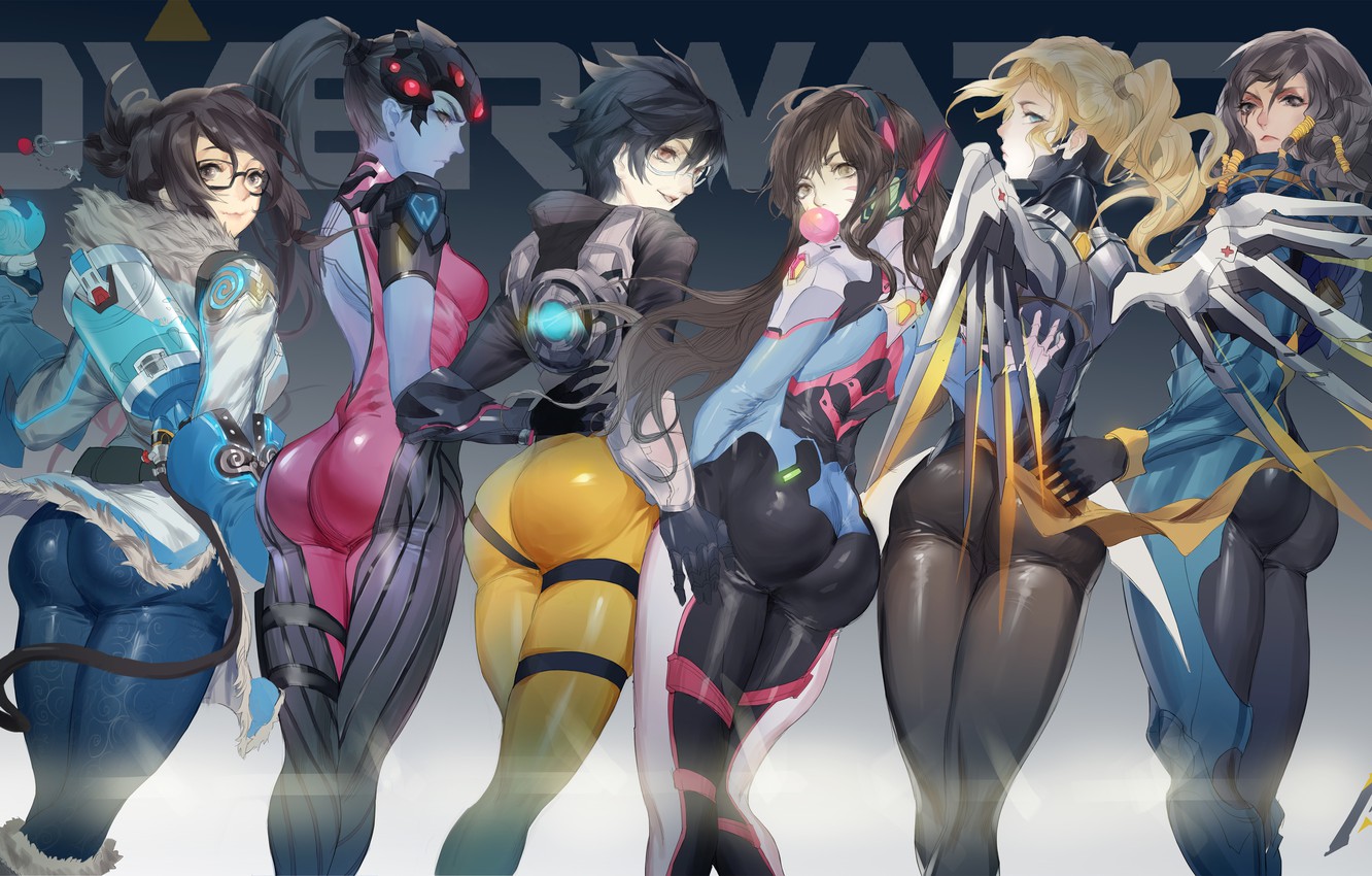 Photo Wallpaper Smile, Weapons, Girls, Wings, Art, - Overwatch Girls - HD Wallpaper 