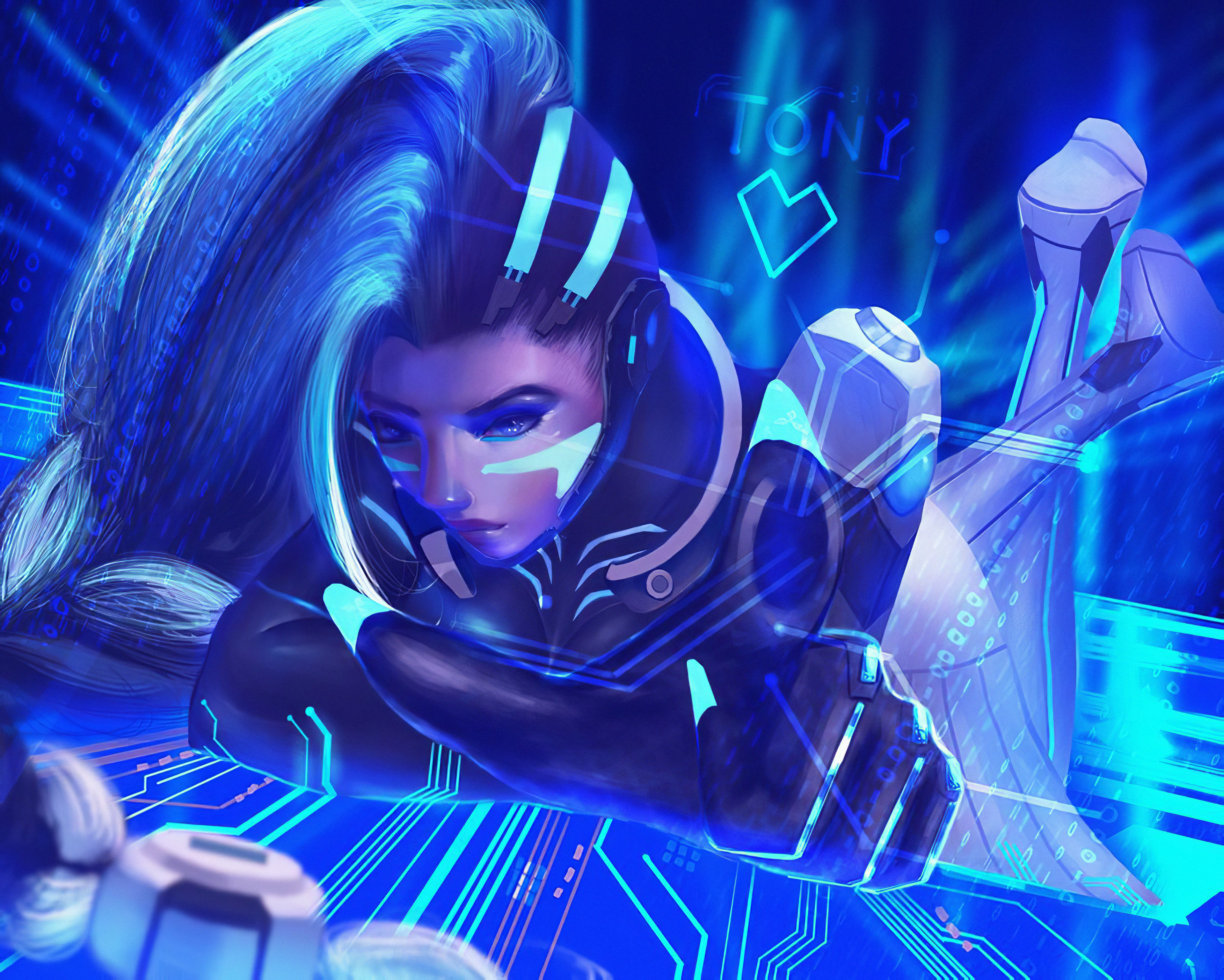 Sombra In Cyber Space Overwatch - HD Wallpaper 