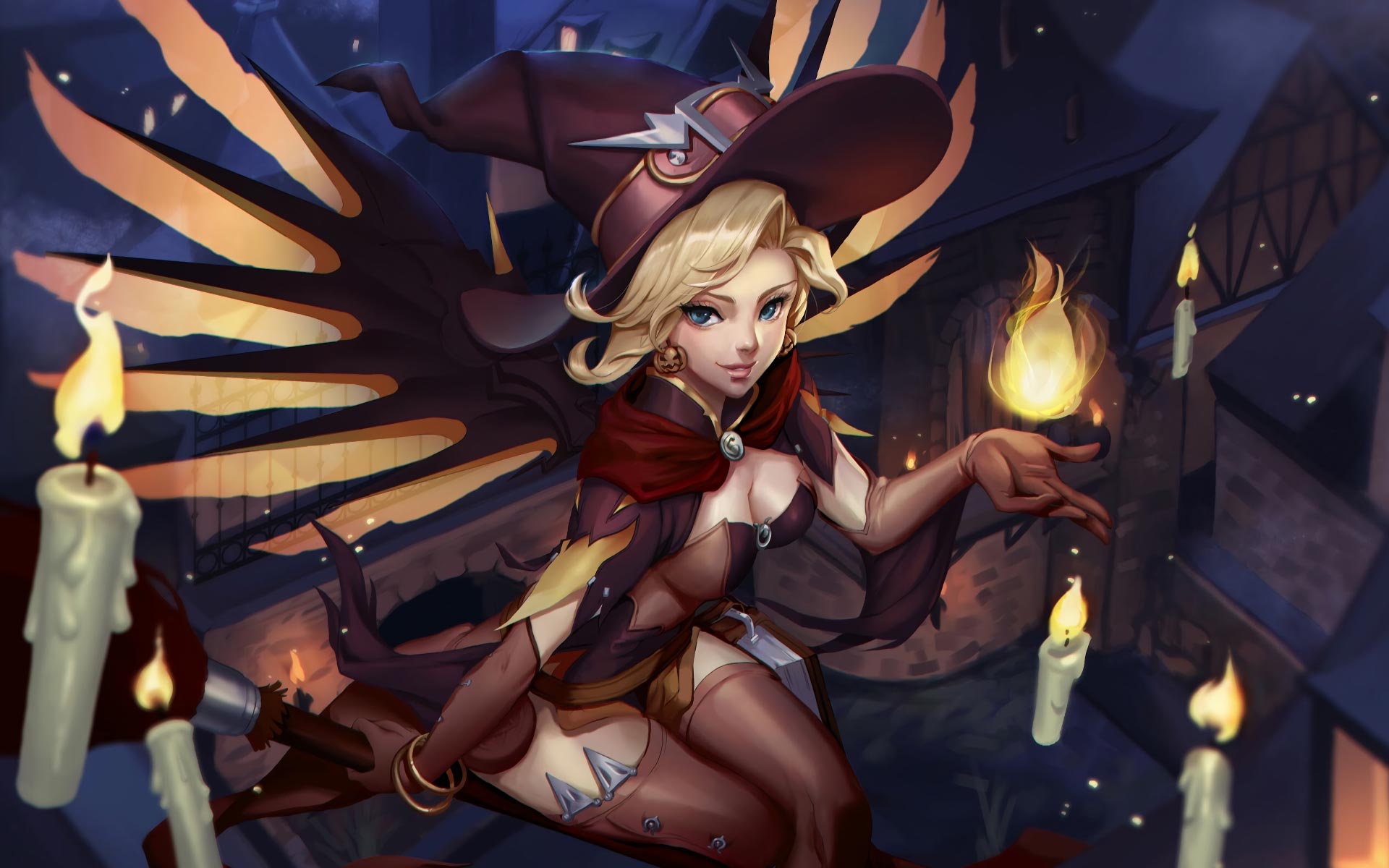 Image For Mercy Halloween Hd - Witch Mercy Wallpaper Overwatch - HD Wallpaper 