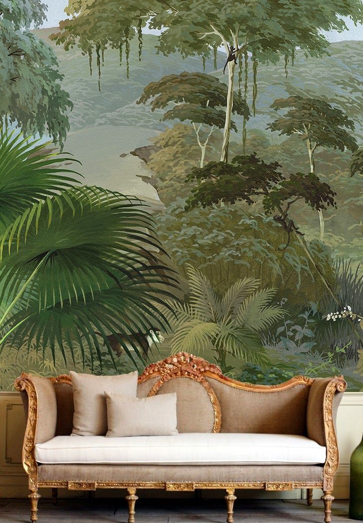 Better Decorating Bible Floral Palm Tree Wallpaper - Palm Tree Wallpaper Interior - HD Wallpaper 