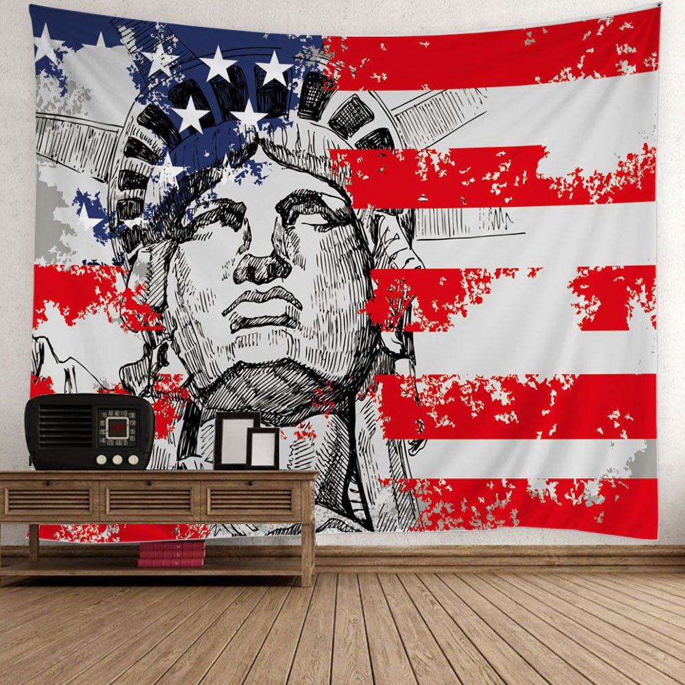 New American Flag Statue Of Liberty Print Patriotic - Patriotic Tapestry - HD Wallpaper 