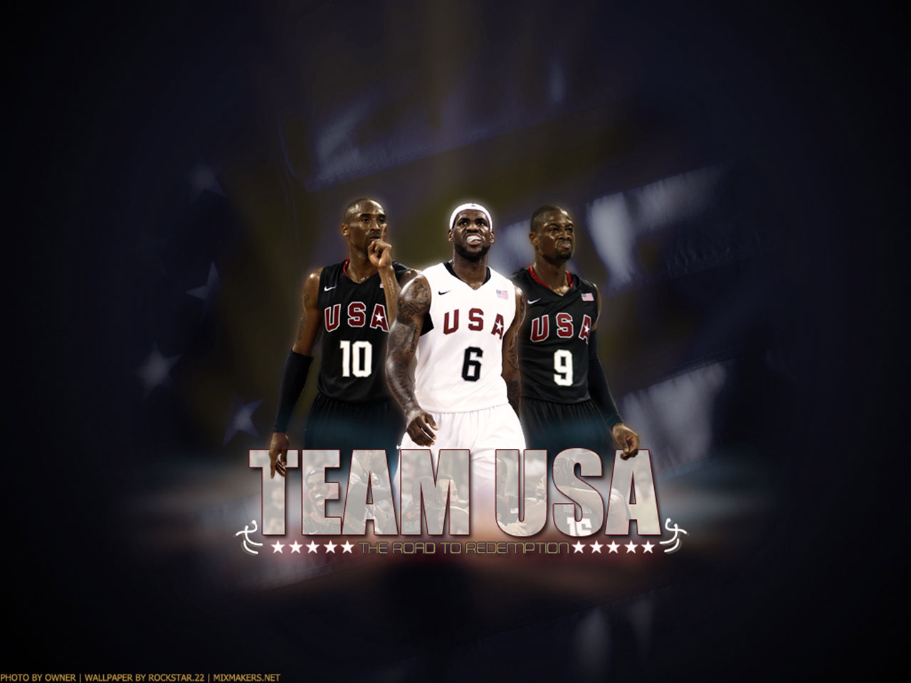 Kobe King Wade Dream Team Wallpaper - Kobe Bryant And Lebron James - HD Wallpaper 