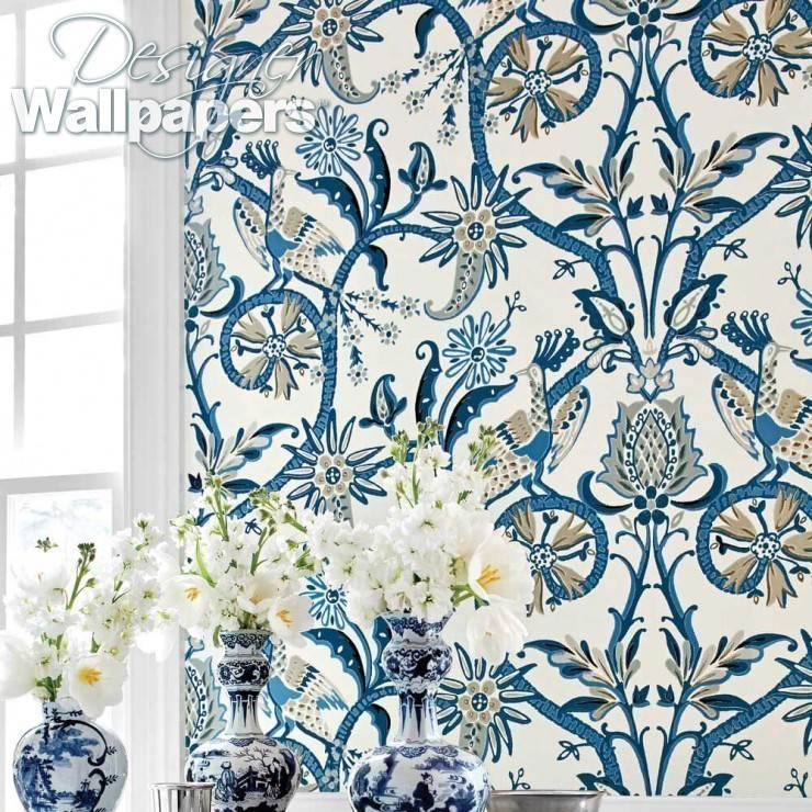 Peacock Garden - Thibaut - HD Wallpaper 