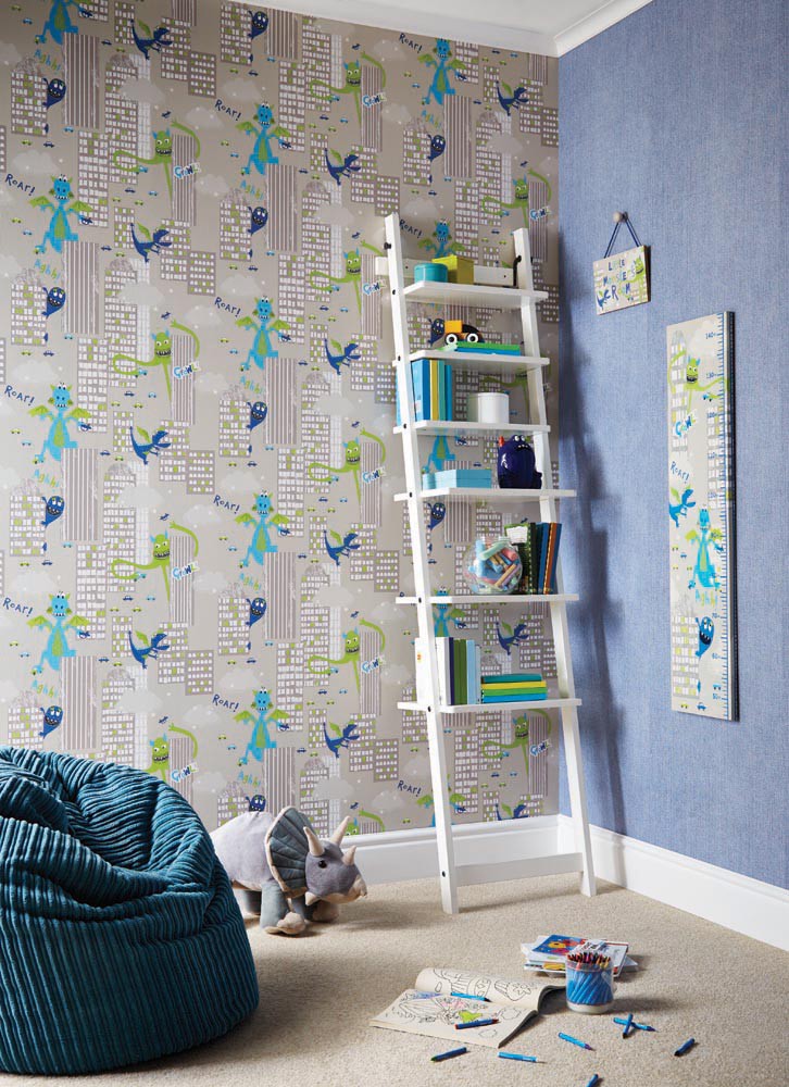 Blue Grey Wallpaper Boys Bedroom - HD Wallpaper 