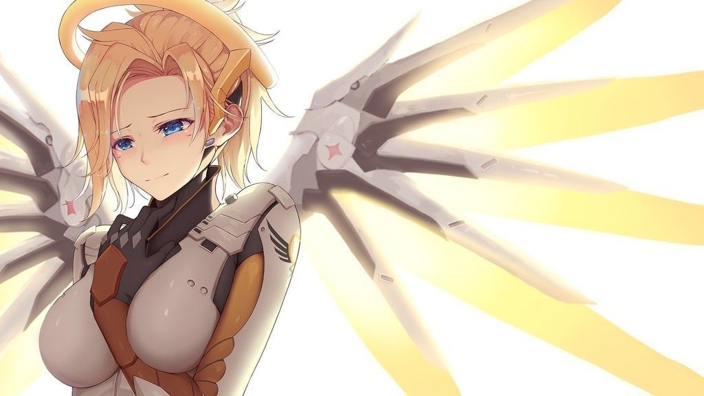 Overwatch Mercy Fanart Anime - HD Wallpaper 