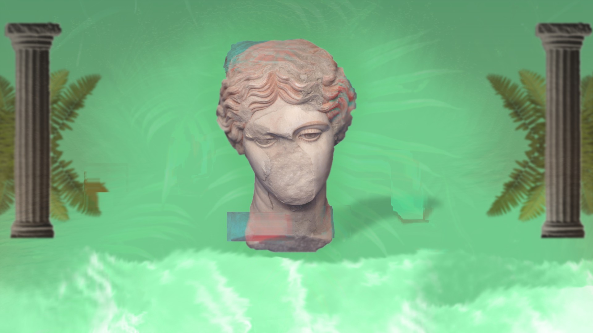 Vaporwave Gray Statue - HD Wallpaper 