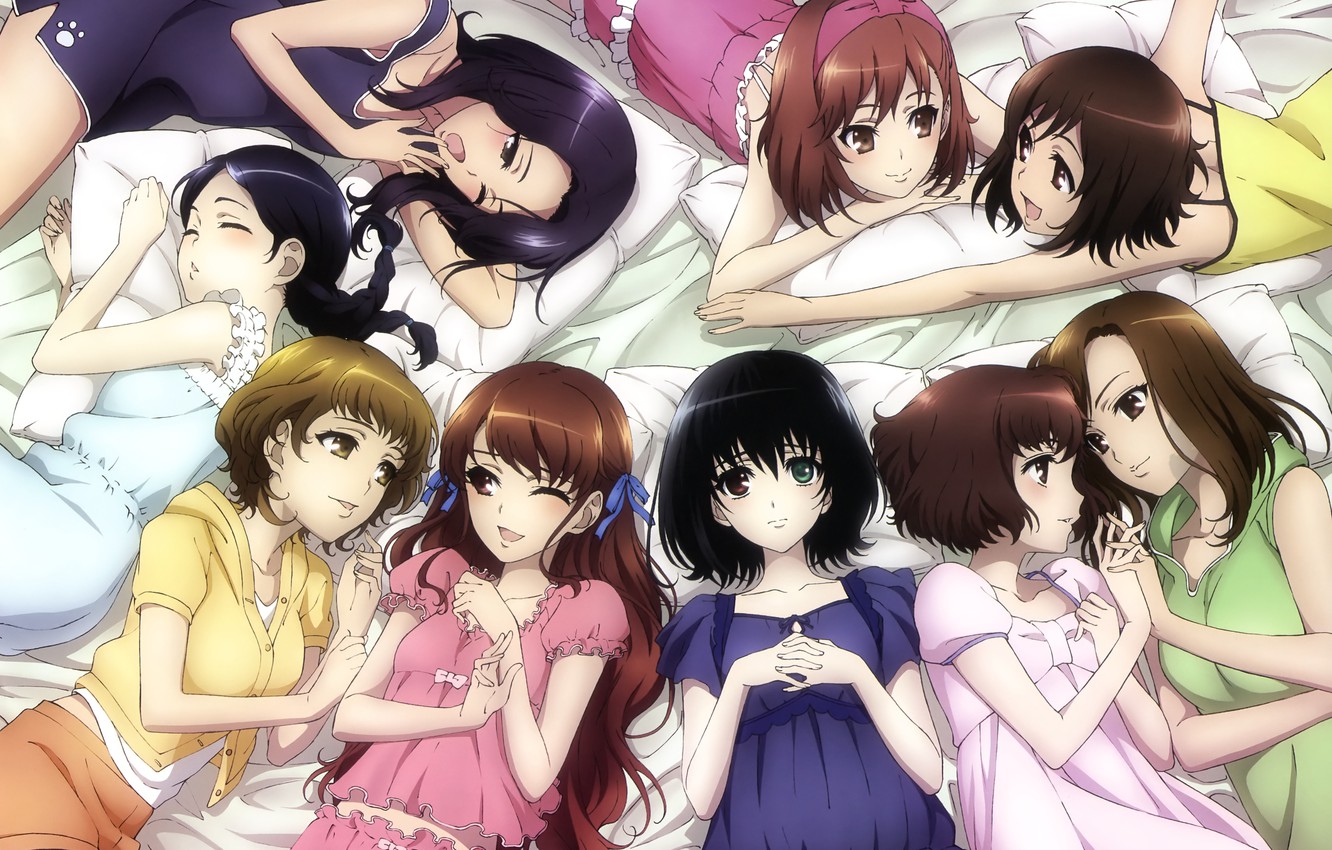 Photo Wallpaper Pillow, Braids, Anime, Ribbons, Sheets, - Anime Another All Girl - HD Wallpaper 