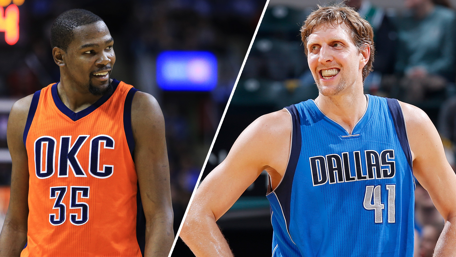 Split Kevin Durant Dirk Nowitzki 070516 Getty Ftr - Dirk Nowitzki Kevin Durant - HD Wallpaper 