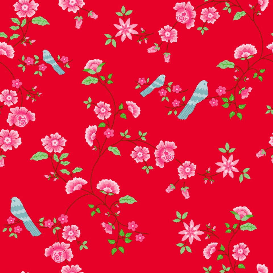Bird Branches Red Wallpaper 
						 Title Bird Branches - Wallpaper - HD Wallpaper 