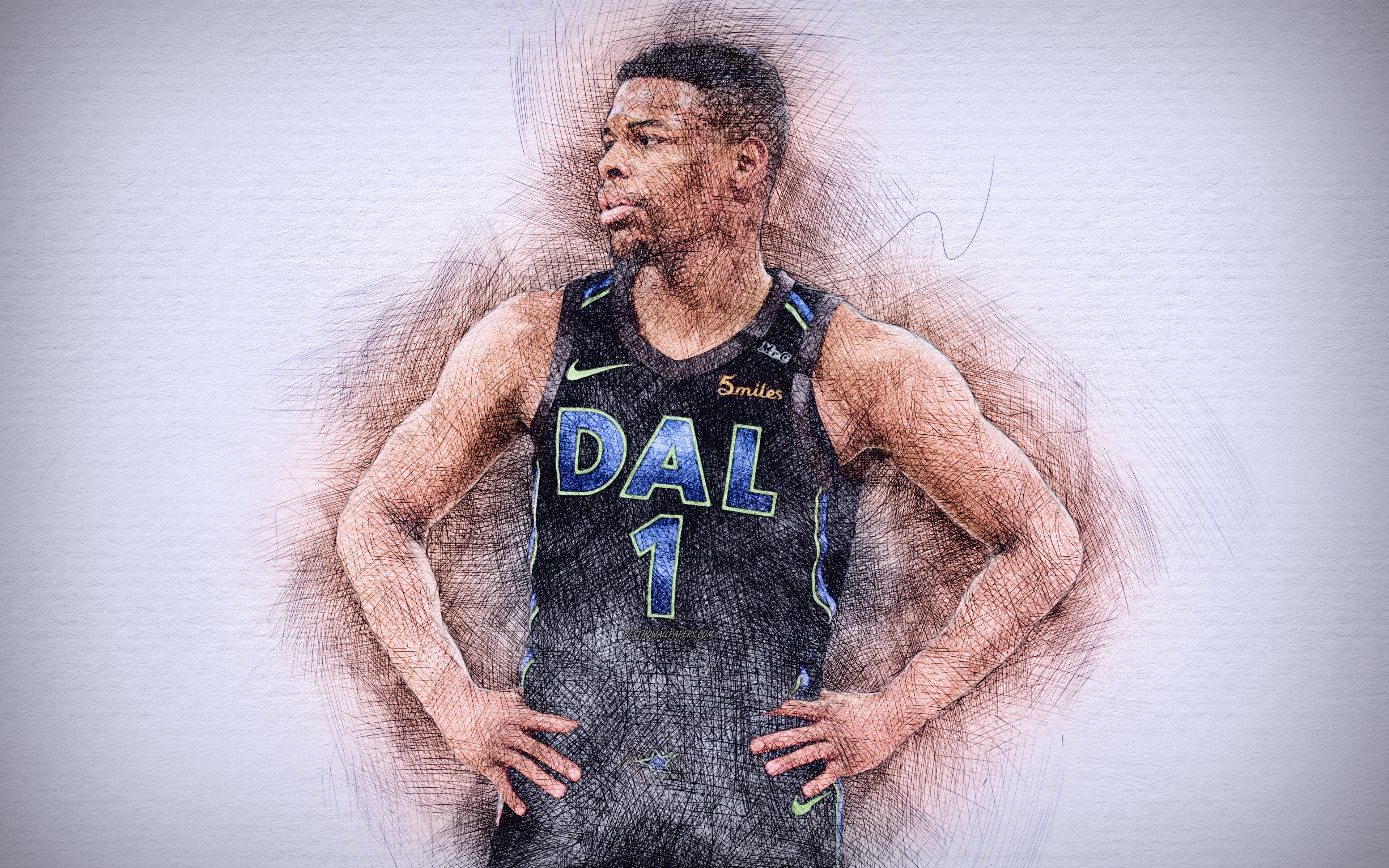 Dennis Smith Jr, 4k, Artwork, Basketball Stars, Dallas - Basketball Player - HD Wallpaper 