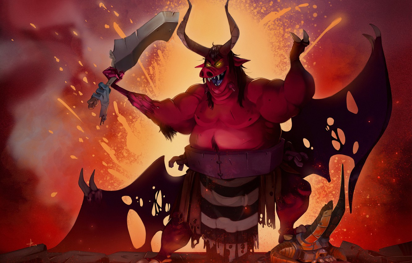 Photo Wallpaper Art, Devil, Illustration, Demon, Characters, - Pig Devil - HD Wallpaper 