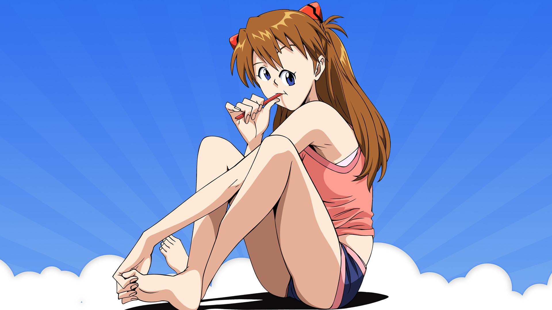 Asuka Langley Soryu Feet - HD Wallpaper 
