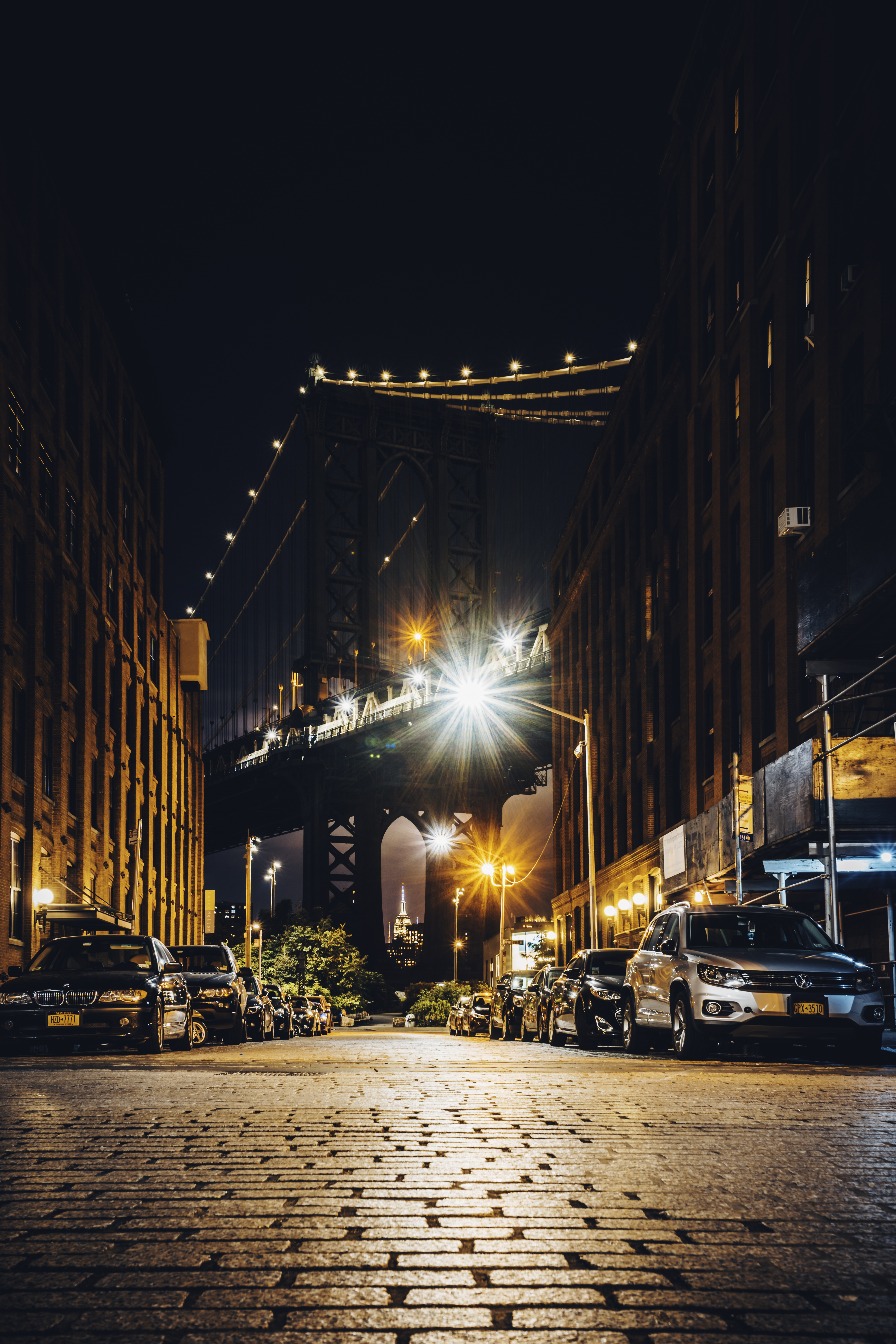 Wallpaper Night City, Street, Bridge, Cars, Parking - Night City Street  Background - 4000x6000 Wallpaper 