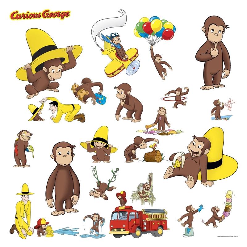 Rmk1037scs Roommates By York - Curious George Wall Decal - HD Wallpaper 