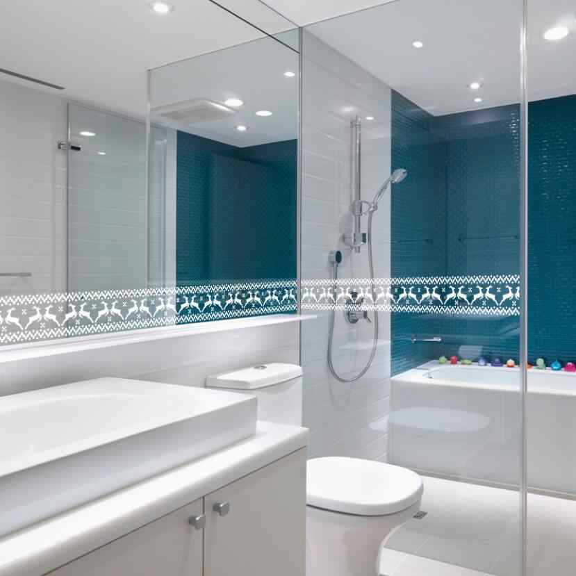 White Christmas Deer Wallpaper Borders Adhesive Lace - Teal Bathroom - HD Wallpaper 