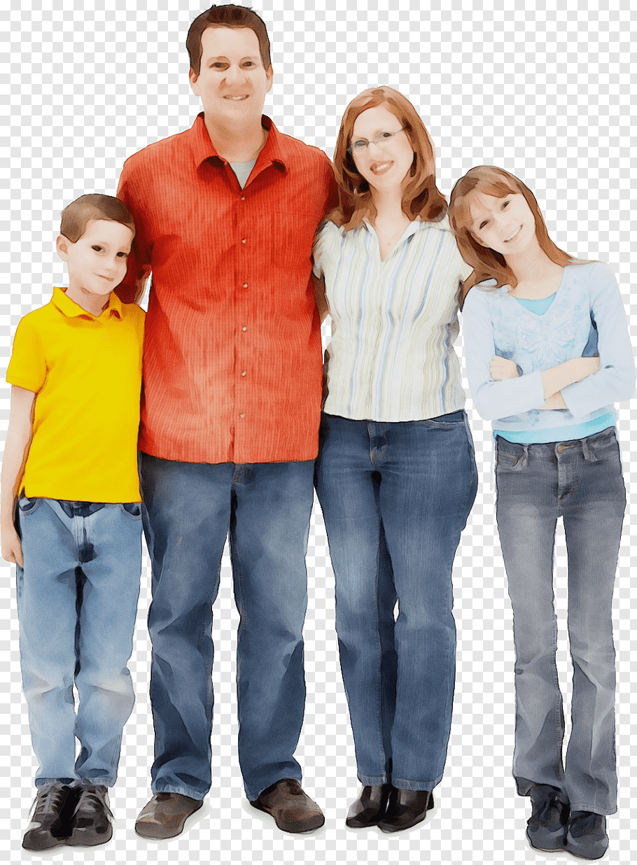 Group Of People, Watercolor, Paint, Wet Ink, Family, - Happy Family Standing Png - HD Wallpaper 