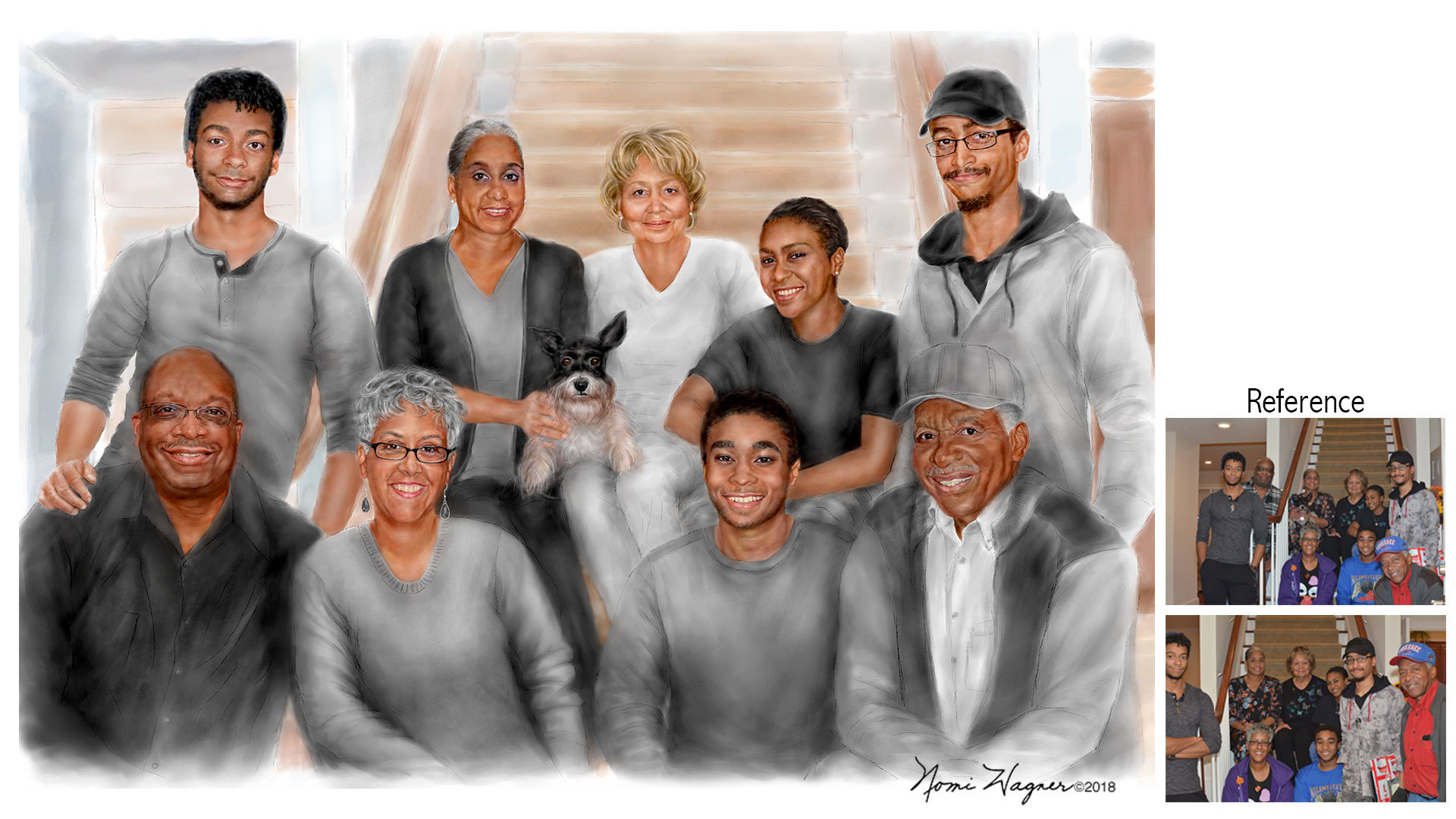 Family Portrait I Referred To Two Thanksgiving Snapshots - Group Portrait Drawing Clip Art - HD Wallpaper 