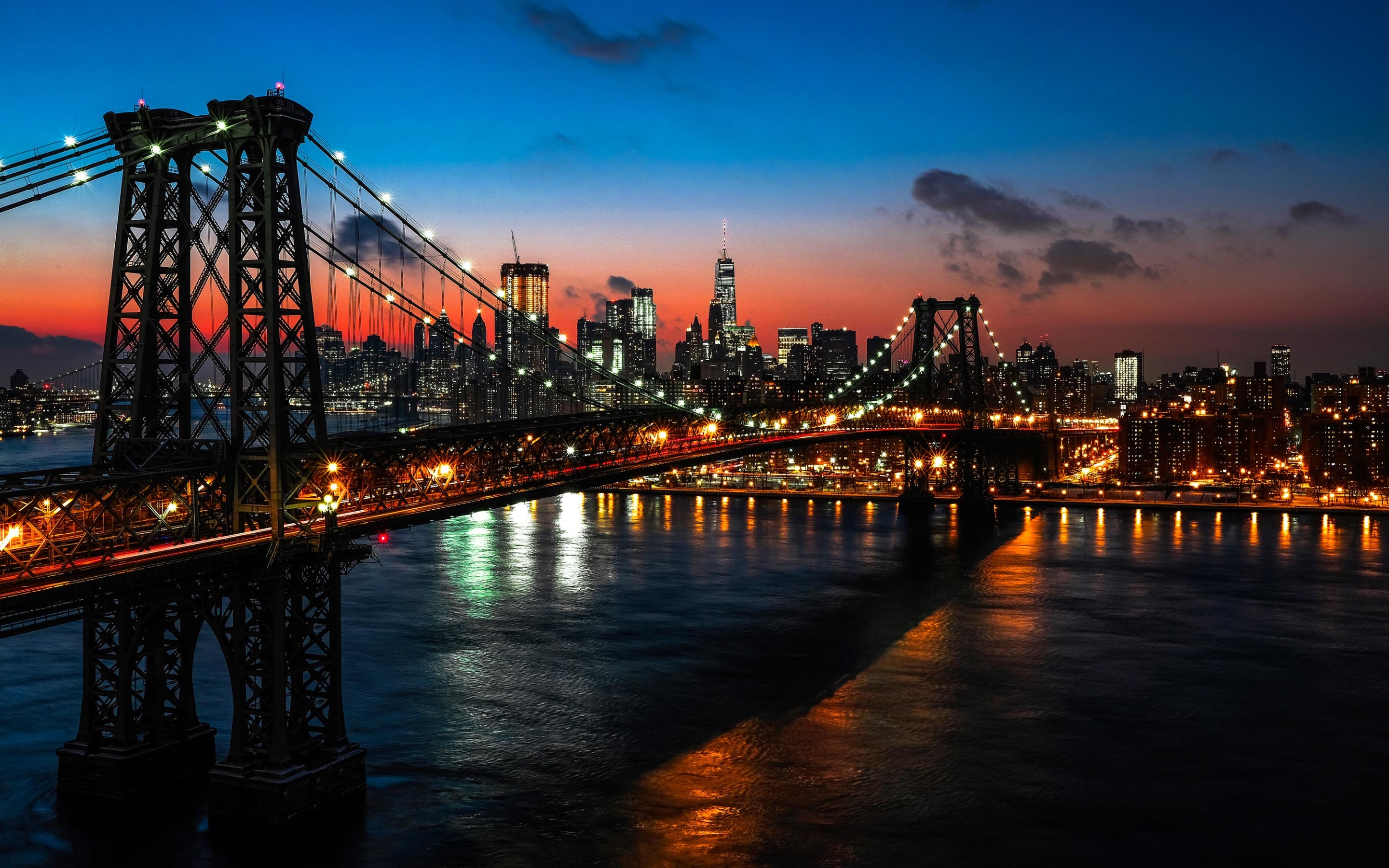 George Washington Bridge, Nightscapes, Nyc, New York, - Williamsburg Bridge - HD Wallpaper 