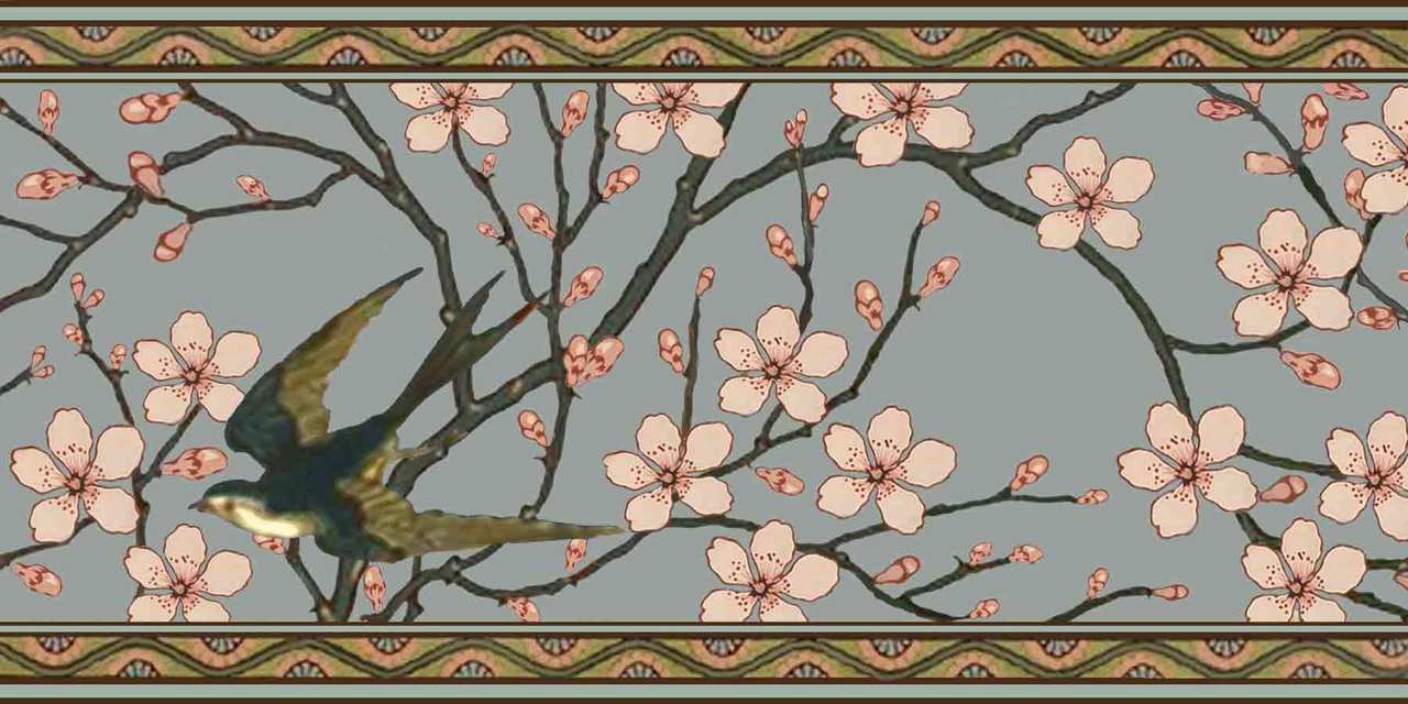Almond Blossom And Swallow (wallpaper Design) - HD Wallpaper 