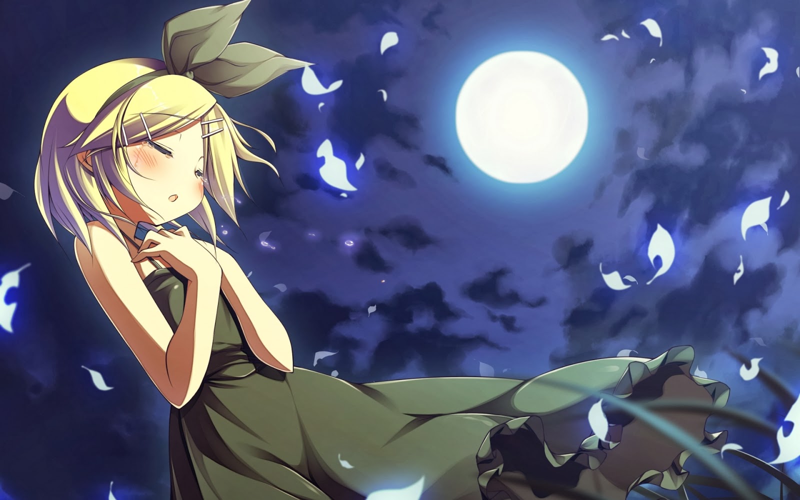 Sad Anime Hd Wallpaper Ch01s - Kagamine Rin Black Dress - HD Wallpaper 