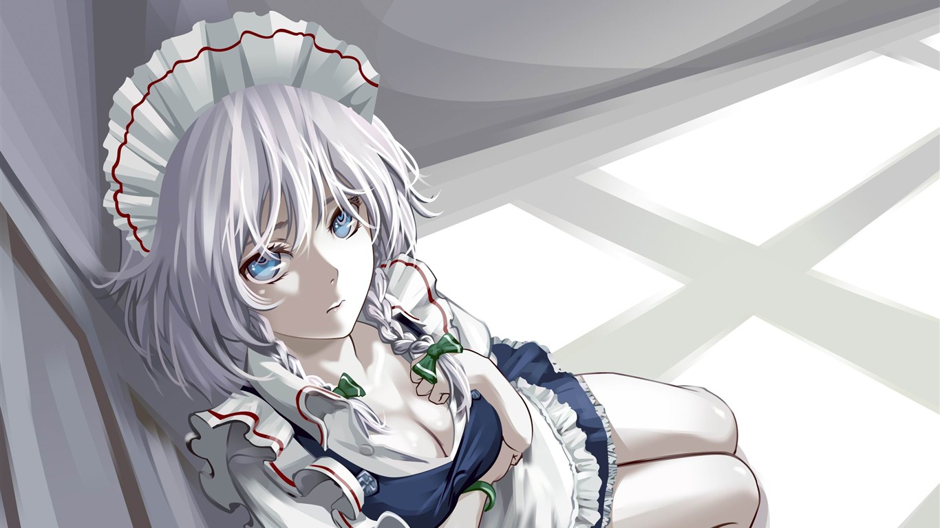 Sad Ma - Anime Maid Grey Hair - HD Wallpaper 