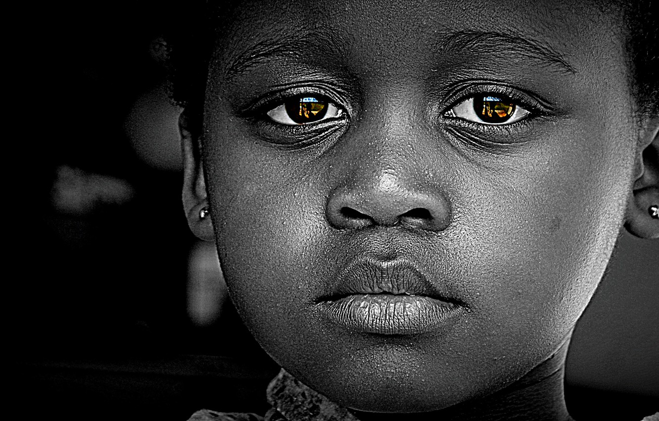 Photo Wallpaper Black, Sad, Eyes, Face, Baby - Human - HD Wallpaper 