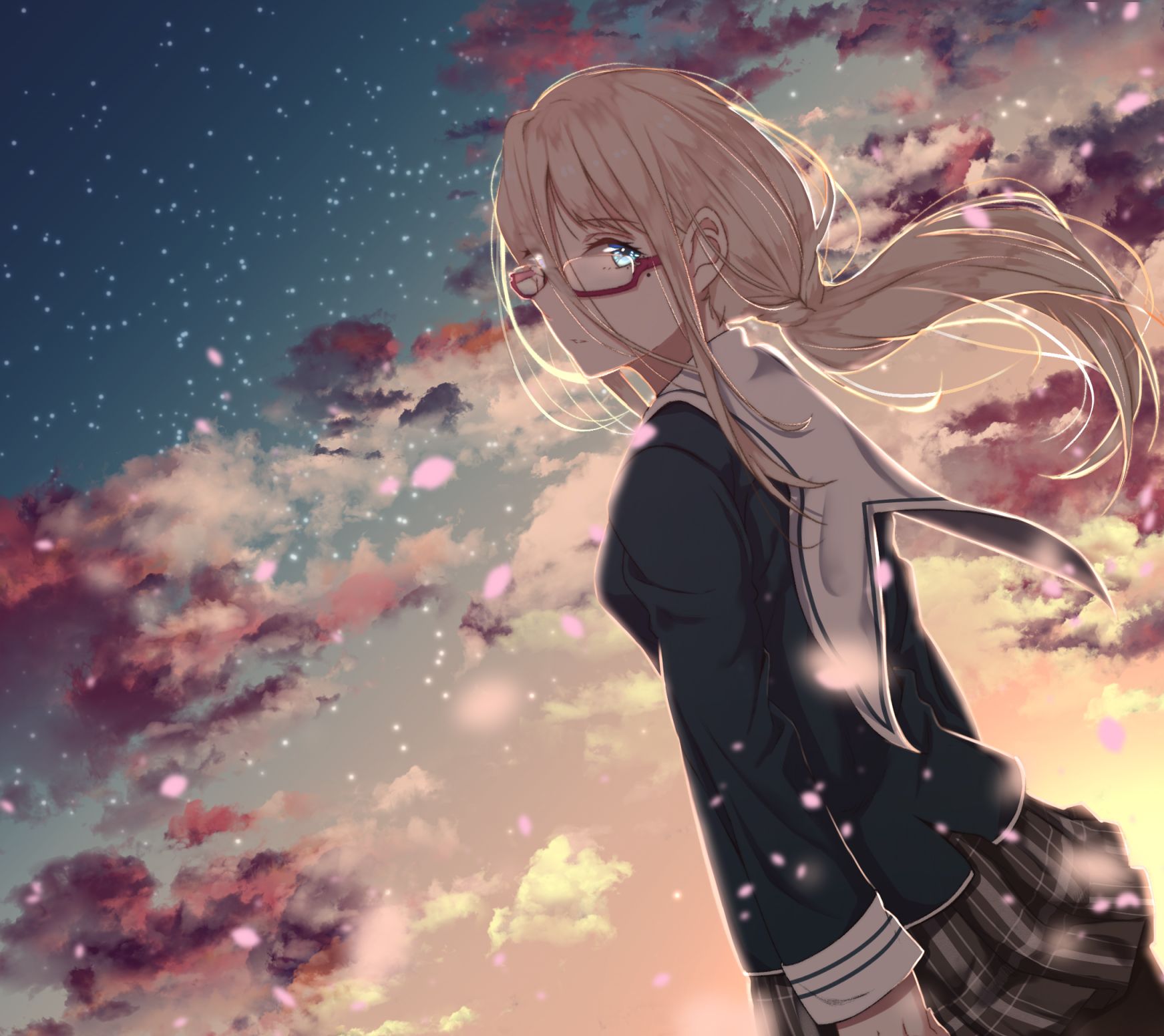 Sad Blonde Anime Girl - HD Wallpaper 
