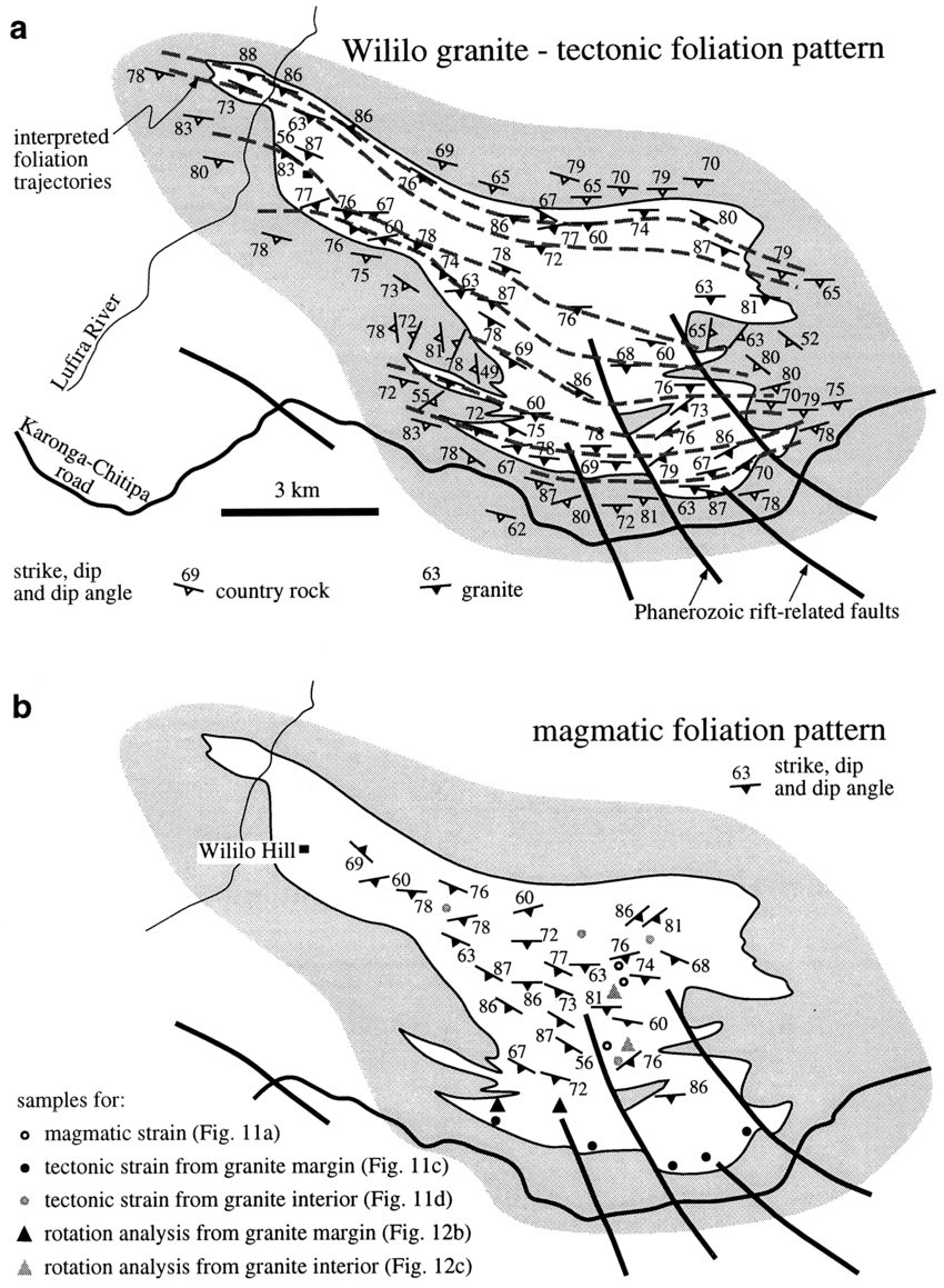 Map Showing (a) Tectonic And (b) Magmatic Foliation - Drawing - HD Wallpaper 